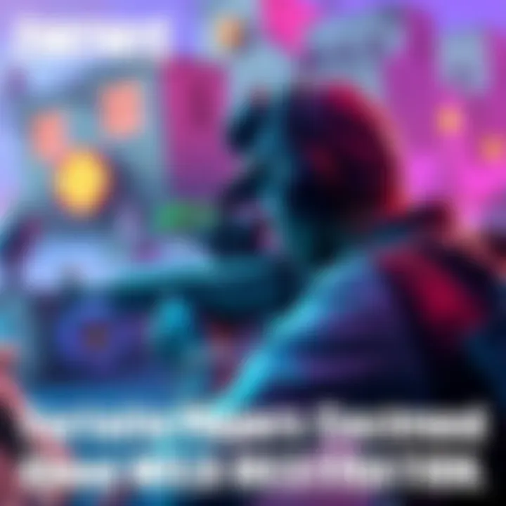 A Fortnite character using a sniper rifle, looking intently at a distant target. The setting shows a vibrant gaming environment with buildings and obstacles.