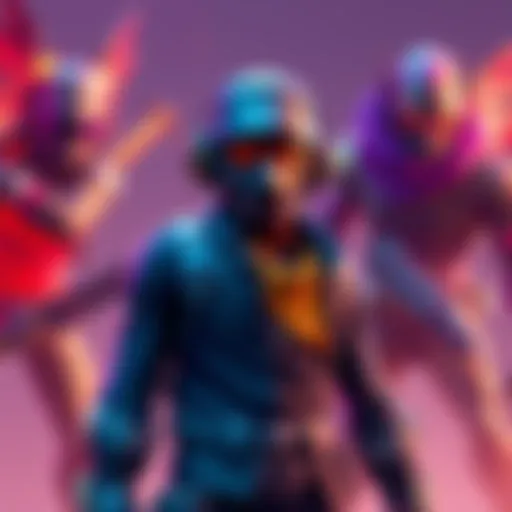 A player character in Fortnite facing tough competition in a solo match, surrounded by skilled opponents and flashy skins, highlighting the game's intense dynamics.