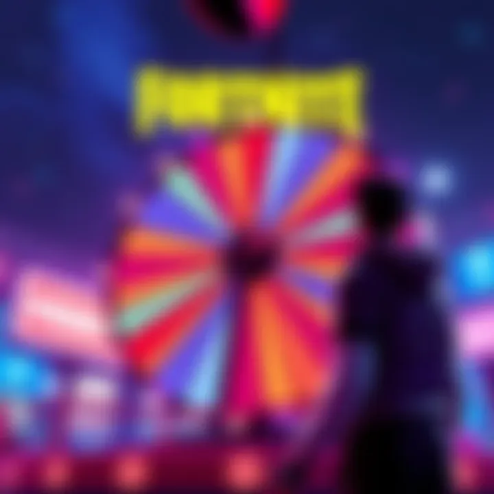 Fortnite Spin-a-Wheel Event A Fortnite player spins a colorful wheel to give away a free V-Bucks item during a live stream.