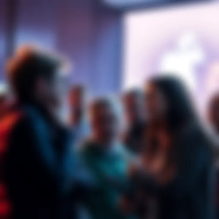 A group of people debating the impact of low-quality reposts in a forum setting, with expressions of frustration and engagement