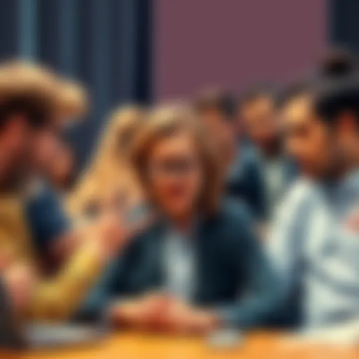 Forum Participants Arguing A group of forum participants arguing over a topic, with some showing frustration and negativity, reflecting toxic behavior in online discussions.