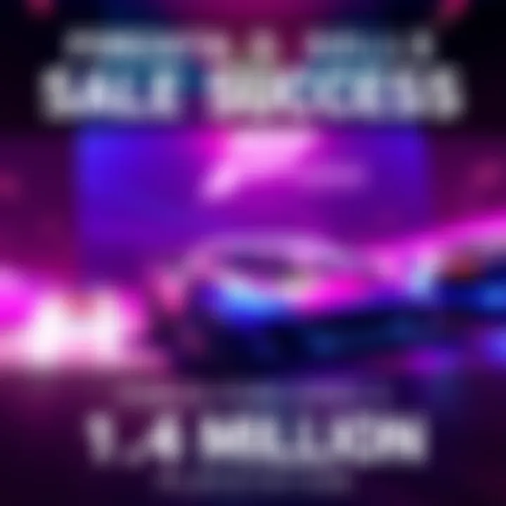 A graphic showing Forza Horizon 5 racing with a backdrop of PlayStation branding, highlighting its impressive sales figure of 1.4 million copies.