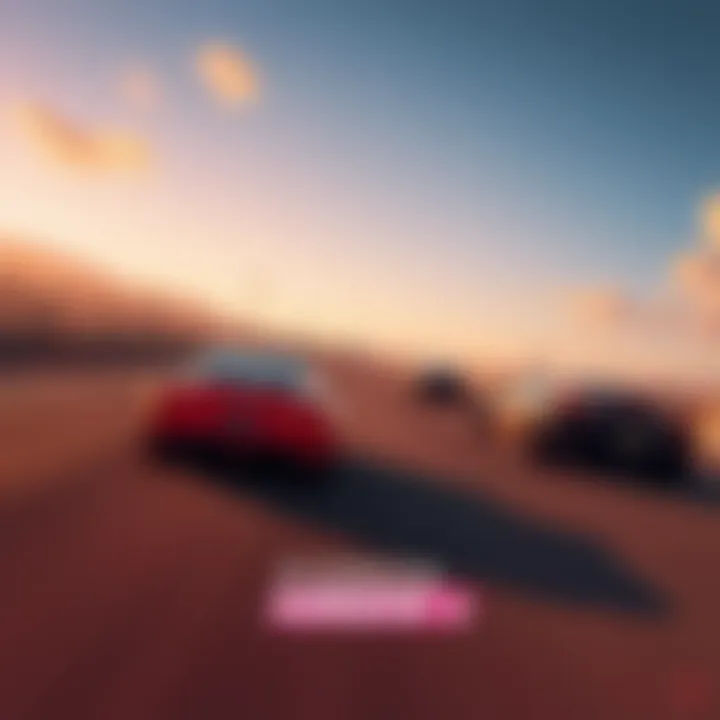 Forza Horizon 6 Racing Scene A high-speed racing scene from Forza Horizon 6 showcasing cars driving through an open-world environment
