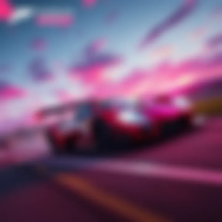 Dynamic shot of a racing car speeding through a vibrant landscape in Forza Horizon 6, showcasing thrilling gameplay and beautiful graphics.