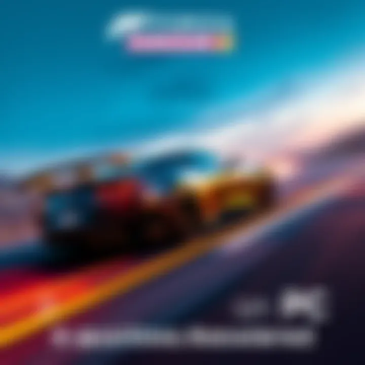 A sleek sports car racing on a vibrant road, representing Forza Horizon 6 gaming experience