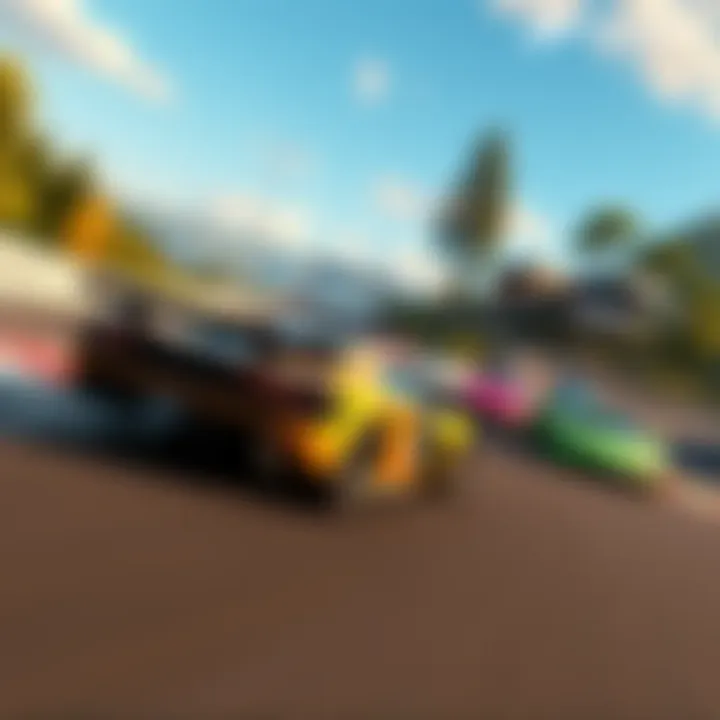 A thrilling racing scene from Forza Horizon 6 featuring colorful cars on a scenic track.