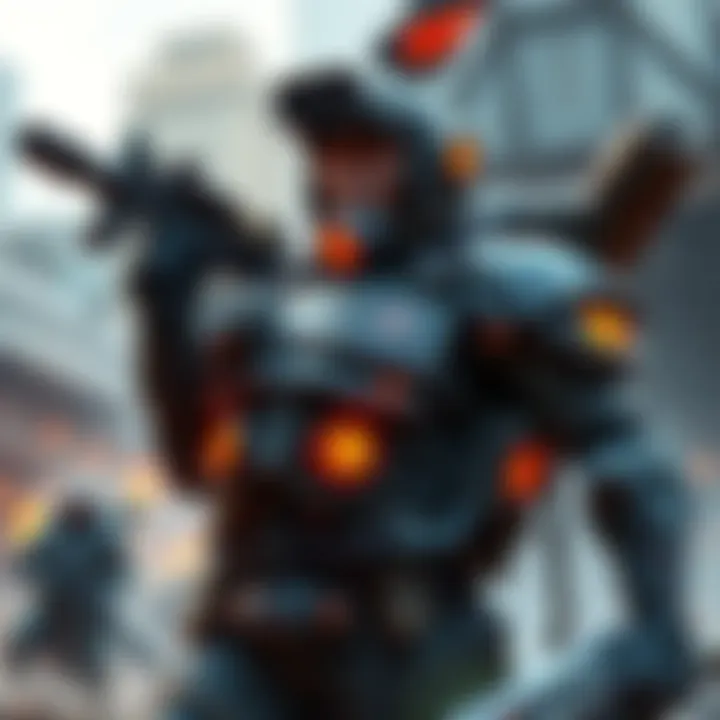 A character showcasing a powerful tank build, equipped with armor and weapons, ready for a legendary mission.