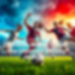 Four soccer teams facing off in an intense match for the ultimate championship
