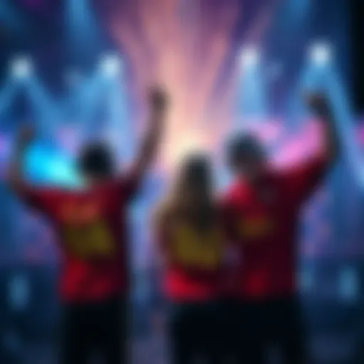 Four of a Kind team members celebrating their 4-0 win over ex-FaZe in a competitive gaming event