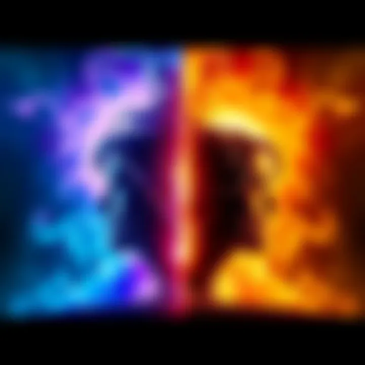A visual showing four distinct sides representing personal growth and relationships, each side featuring different colors and symbols that reflect various life experiences.