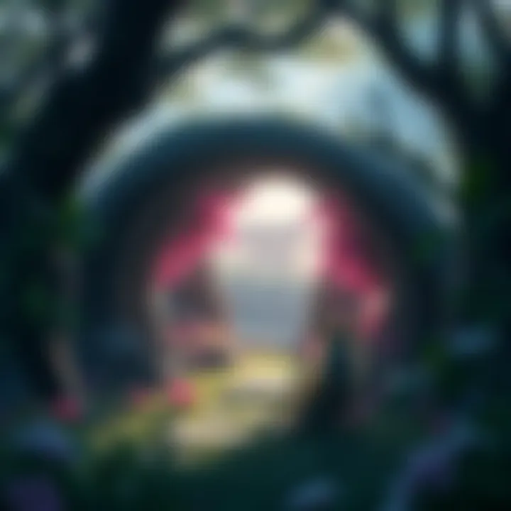 A fox den surrounded by flowers and greenery in Ghost of Tsushima, symbolizing nature and the game's atmosphere.