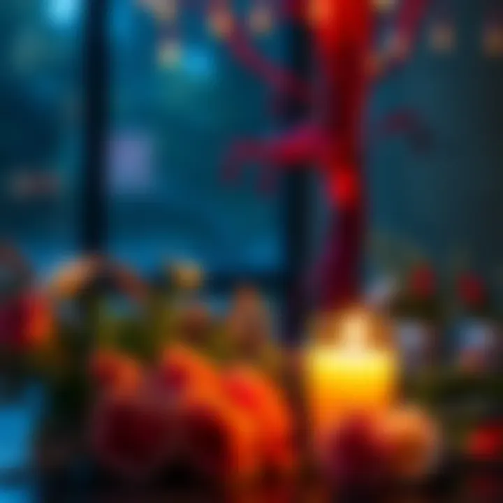 A candle and flowers placed in memory of Twitch streamer FoxenKin, symbolizing community mourning.