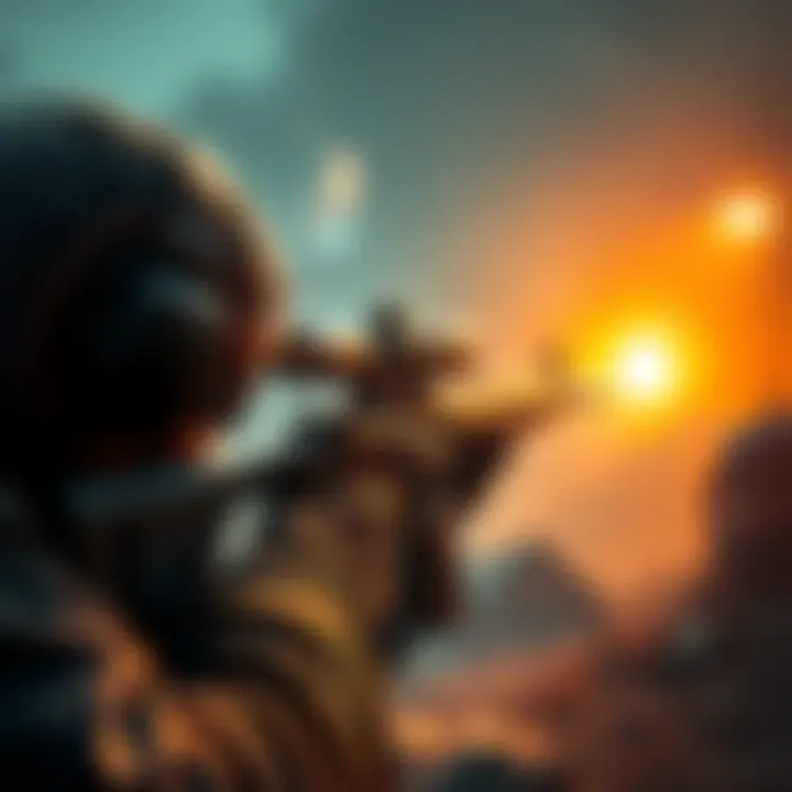 A close-up of a game character aiming a silenced sniper rifle in a stealthy environment, showcasing intense gameplay.