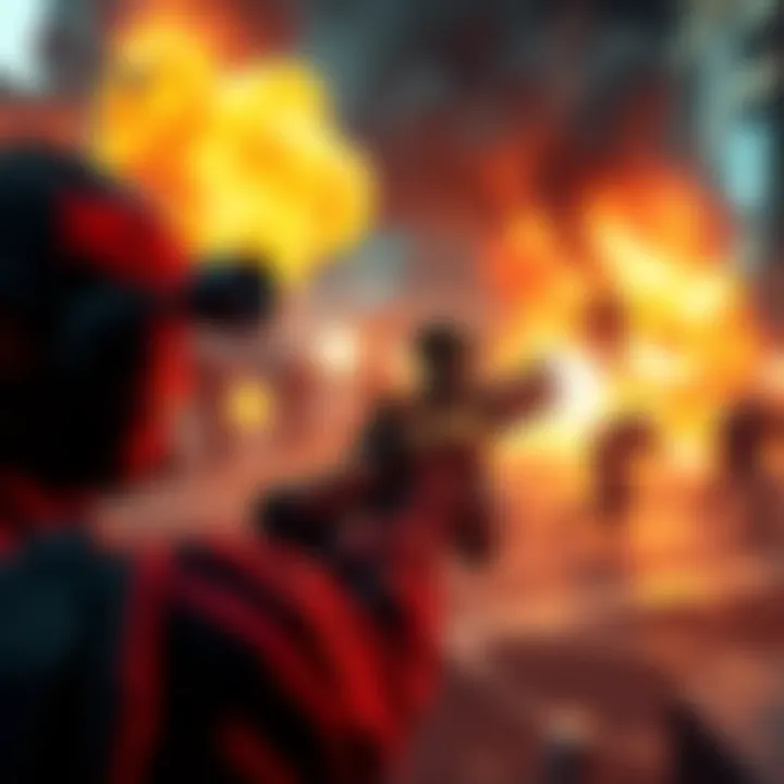 FPS Game Screenshot Screenshot of a thrilling first-person shooter game, showing a character aiming a powerful weapon in an intense battle scene.