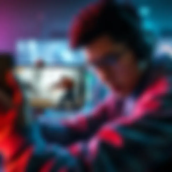 A gamer focused on playing tough FPS mobile games on a smartphone, with action-packed visuals from Arena Breakout and Rainbow Six Mobile on screen.
