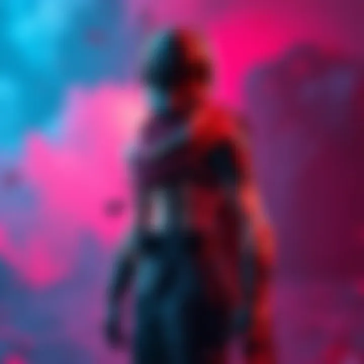 A weak gaming character with no armor or shield, standing alone and looking vulnerable against a vibrant background.