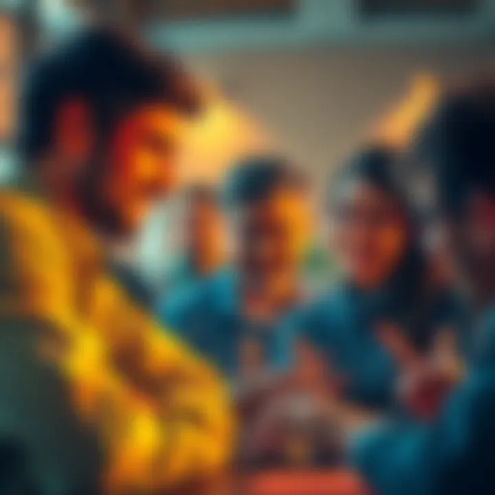 People discussing Frank Stone's game with mixed reactions, some smiling and others looking skeptical.