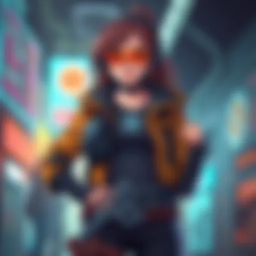 Frankie stands confidently with her tech gear, hinting at her potential role as a hacker support character in Crossroads Comic.