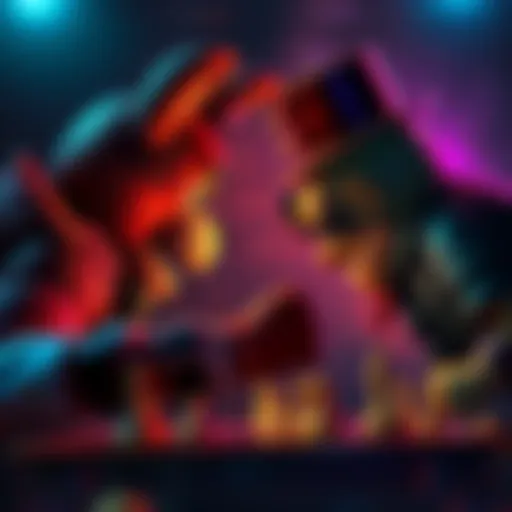 A dramatic scene depicting Forever Freddy and Chess Merchant facing off in a tense showdown, illustrating their reigns of terror.