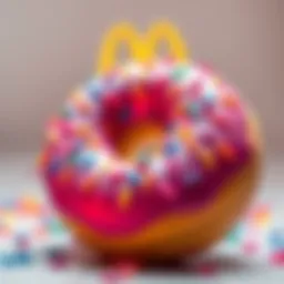A colorful donut with sprinkles representing McDonald's UK giveaway. The background features a comment section for participants to share their favorite kiri skin.