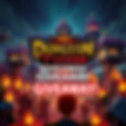 A visual of a gaming scene featuring Dungeon Tycoon with a giveaway announcement