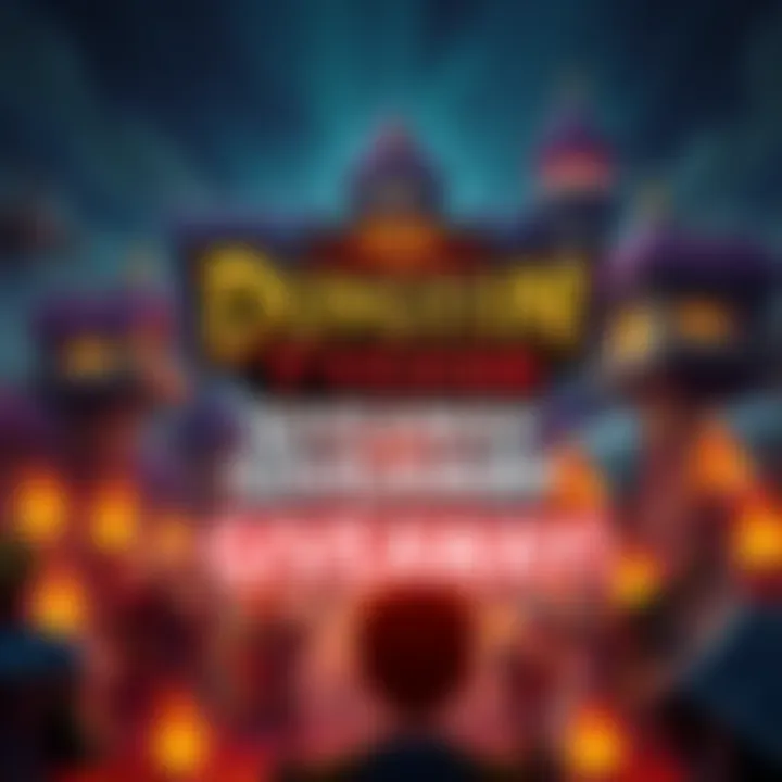 A visual of a gaming scene featuring Dungeon Tycoon with a giveaway announcement