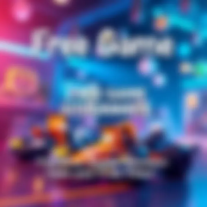 A colorful graphic showcasing free game titles like Garfield Kart and Animal Shelter Simulator with text about giveaways