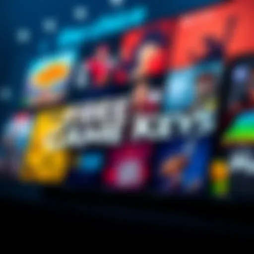 A visual representation of free game keys being offered, showcasing various game graphics and a comment section for claiming them.