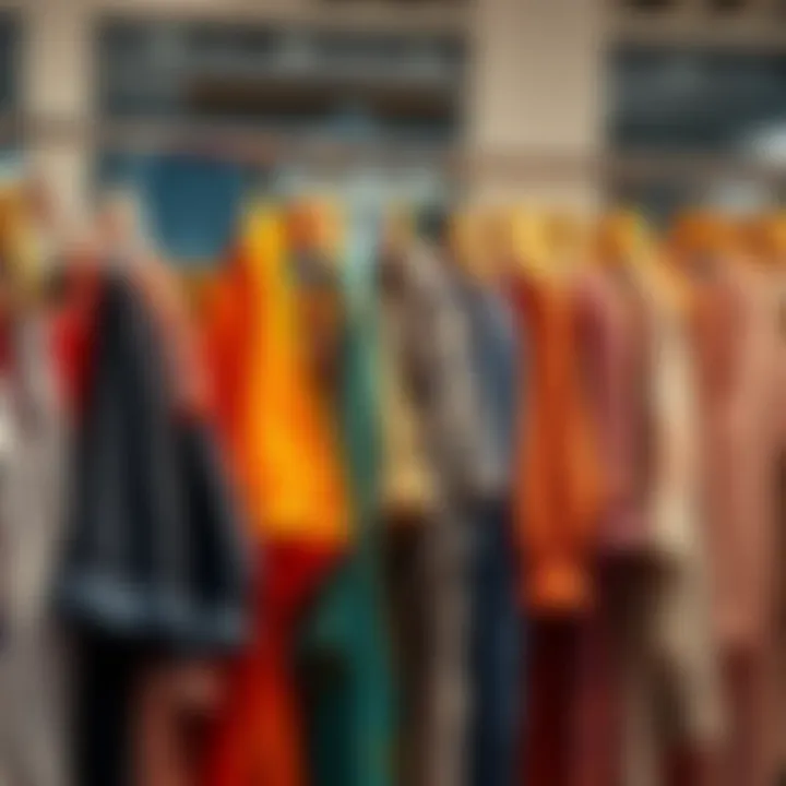 A colorful collection of stylish outfits displayed on hangers, showcasing options for free fashion choices.