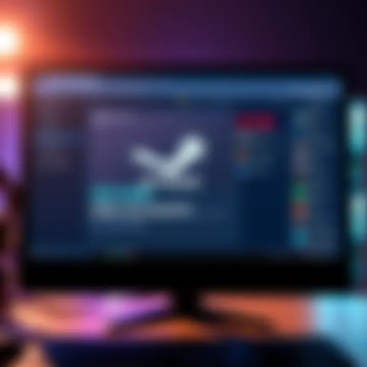A computer screen showing a Discord server chat discussing free Steam accounts with gaming icons and messages about scams.