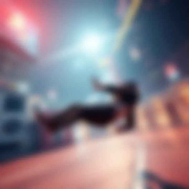 A gaming scene showing a player executing a free air roll maneuver in a virtual environment