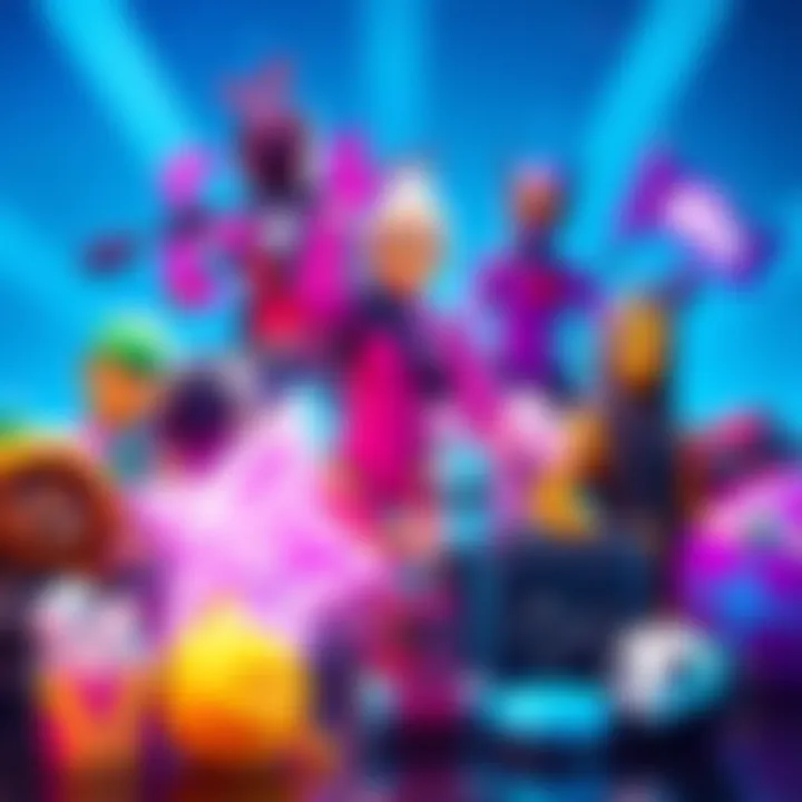 Free Battlepass Cosmetics in Creative Mode A colorful display of exclusive battlepass cosmetics available in Creative mode, showcasing various skins and items that cannot be bought in the item shop.