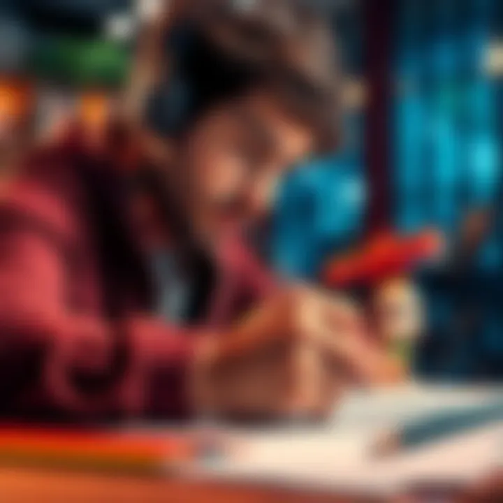 An artist sketching a character with colorful pencils, inviting people to submit their character ideas for a chance to be drawn for free.