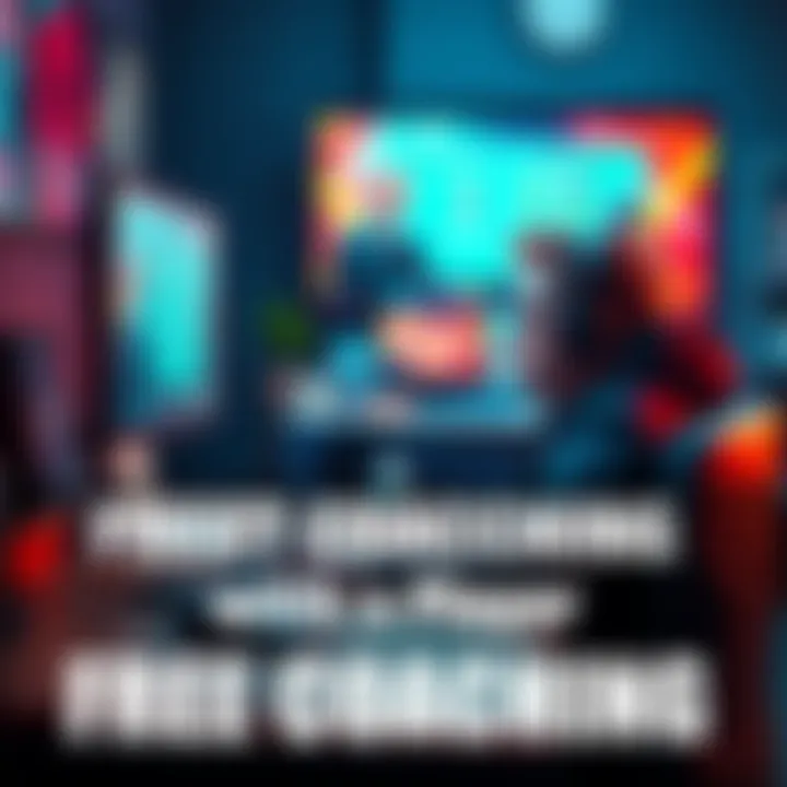 Free Coaching with a GM Player A Grandmaster player coaching gamers at a computer, showing strategies on screen