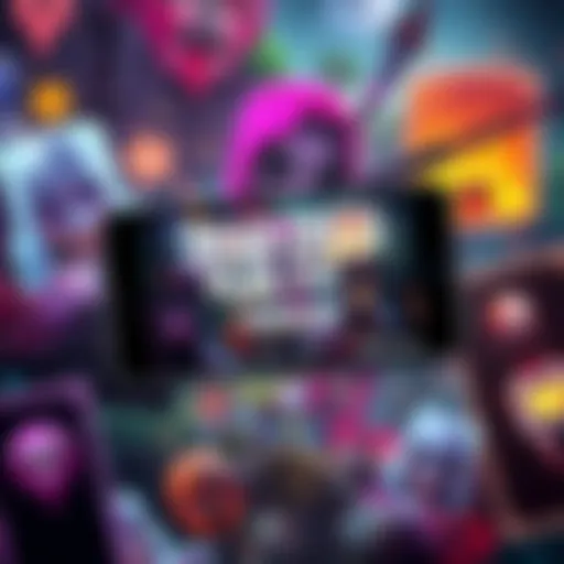 A mobile screen showing the game Dead Cells available for free on Epic Games Mobile with a colorful background of game graphics.