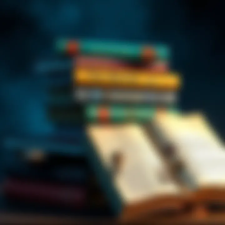 Free RPG Adventure Books A collection of RPG adventure books stacked together, showcasing colorful covers and artwork, with a few books opened displaying game maps and character sheets.