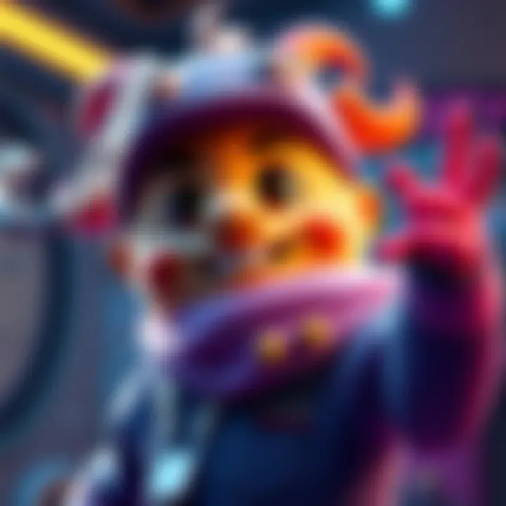 A colorful and fun character from Fall Guys showcasing the new free skin available this month at the store.