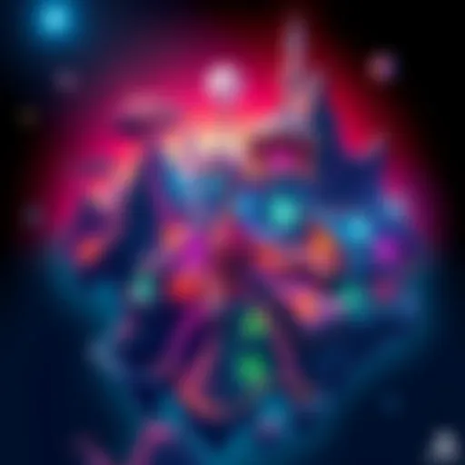 A colorful representation of different maps in Freelancer mode, highlighting Santa Fortuna and various gameplay elements.