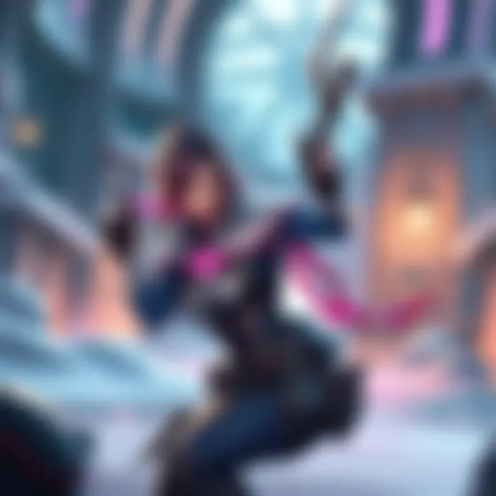 Freja, the character facing nerfs, in an action pose during gameplay, showcasing her abilities and surroundings.