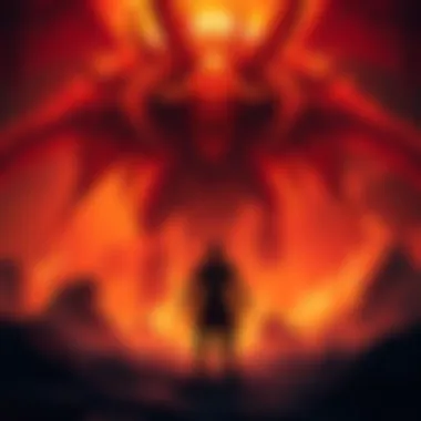 Frenzied Flame Ending Gameplay A character facing Mohg in a dark arena with a glowing flame in the background, preparing for battle and exploration.
