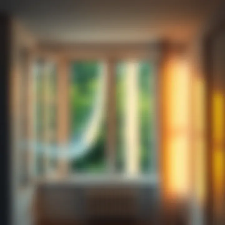 A room with windows open, showing curtains blowing gently in the breeze, illustrating good air flow for comfort and health.