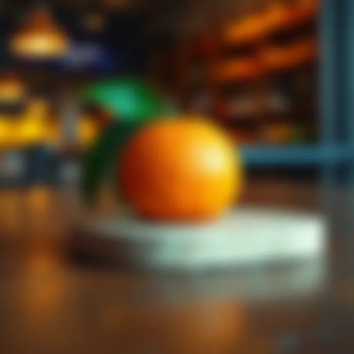 A vibrant fresh orange resting on a wooden table, symbolizing healthy choices