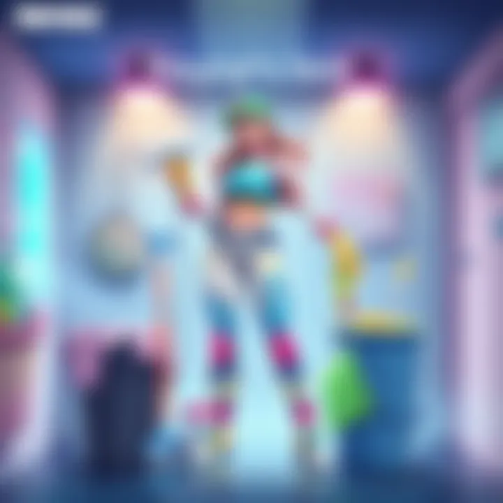 A vibrant illustration of Freyna's skin styled in a cleaning service theme, featuring bright colors and cleaning tools