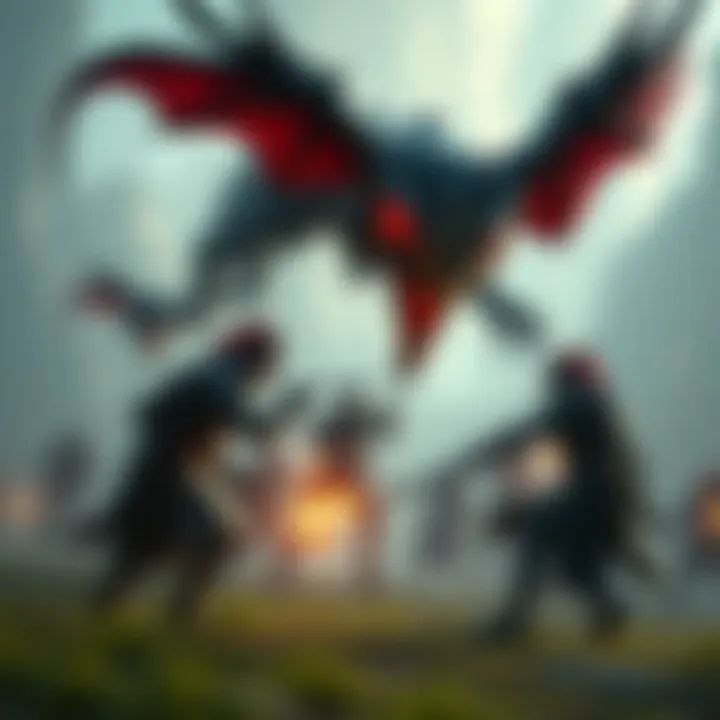 A group of players strategizing against Freynas in the Albion defense mission, showcasing their unique tactics.