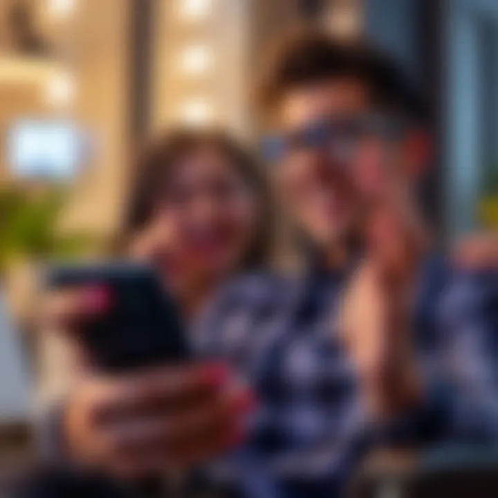 A friend smiling and apologizing on a smartphone screen after a voice message fails to record properly, conveying a light-hearted moment.