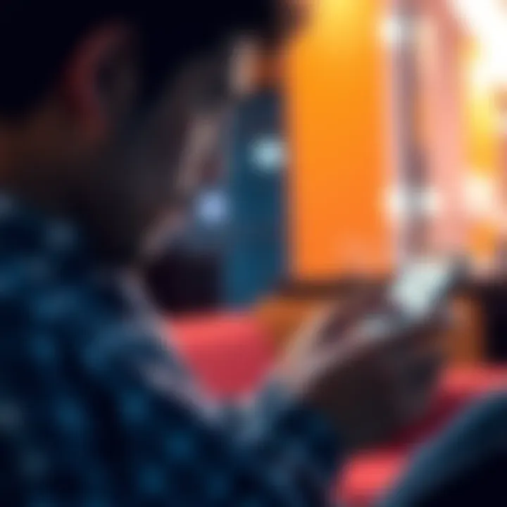 A person using a smartphone to check a friend's online activity status through a social app