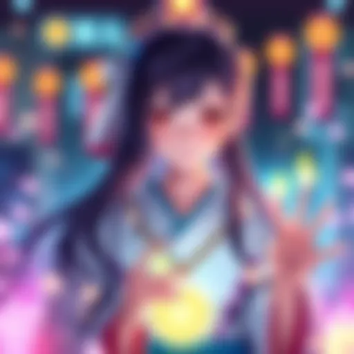 A person dressed as a healer character named Kiriko, smiling and holding healing items, surrounded by colorful effects symbolizing health restoration