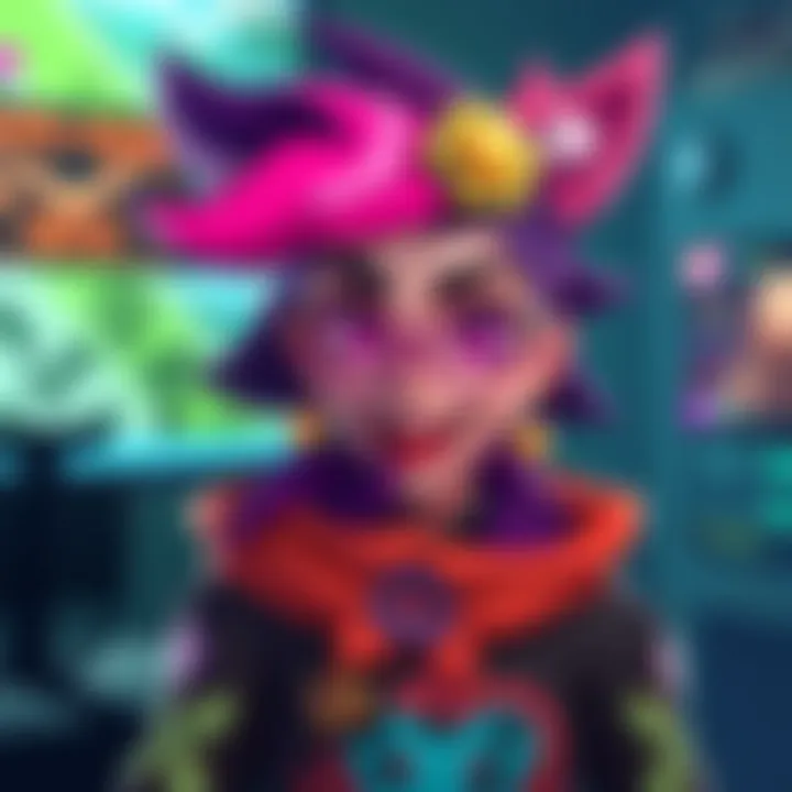 Colorful depiction of Friendly Sombra, a cheerful character with vibrant hair and a playful expression, set against a gaming backdrop.