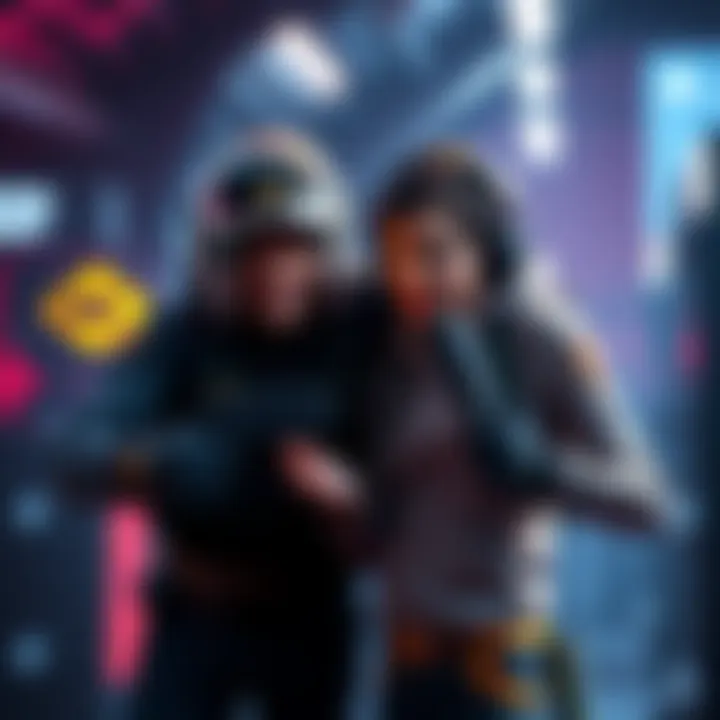 Two players in Marathon share a lighthearted moment, one calling out 'FRIENDLY!' while gesturing for help in an engaging game environment.