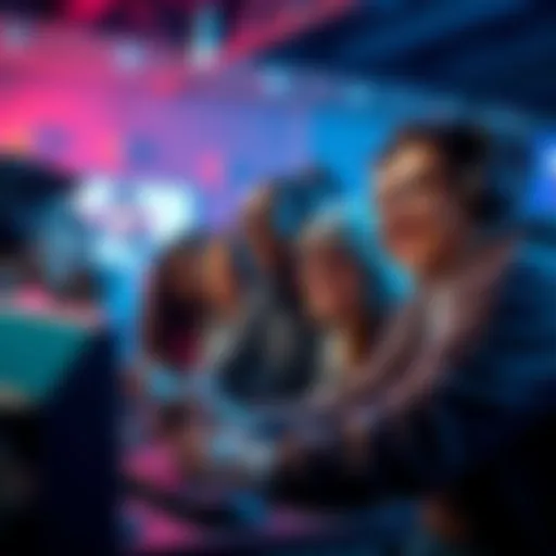 A diverse group of new players enjoying a friendly gaming session, smiling and supporting each other.